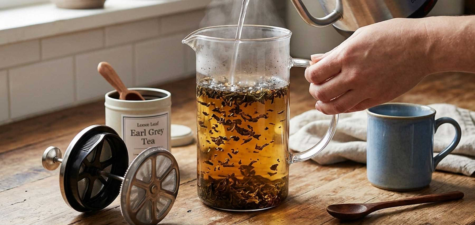 making tea with a french press
