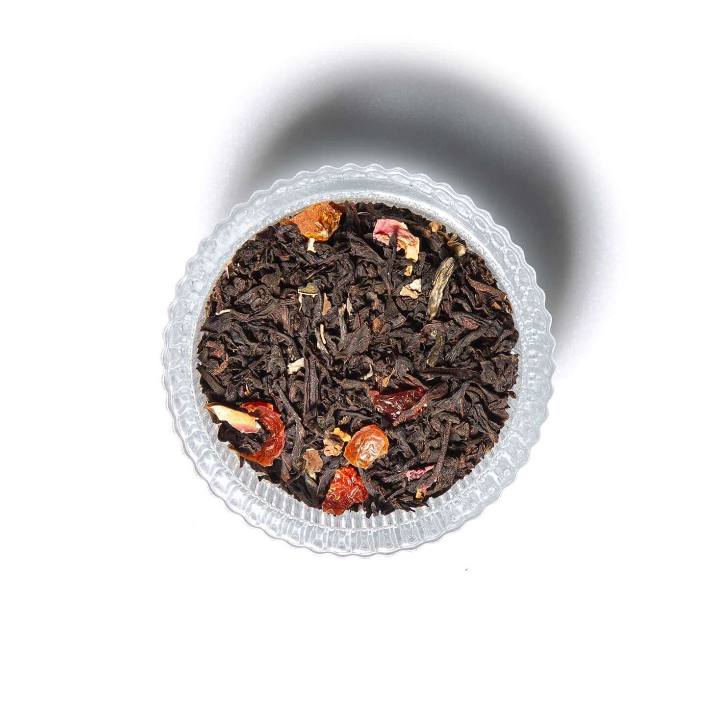 English Rose loose leaf tea in a ramekin
