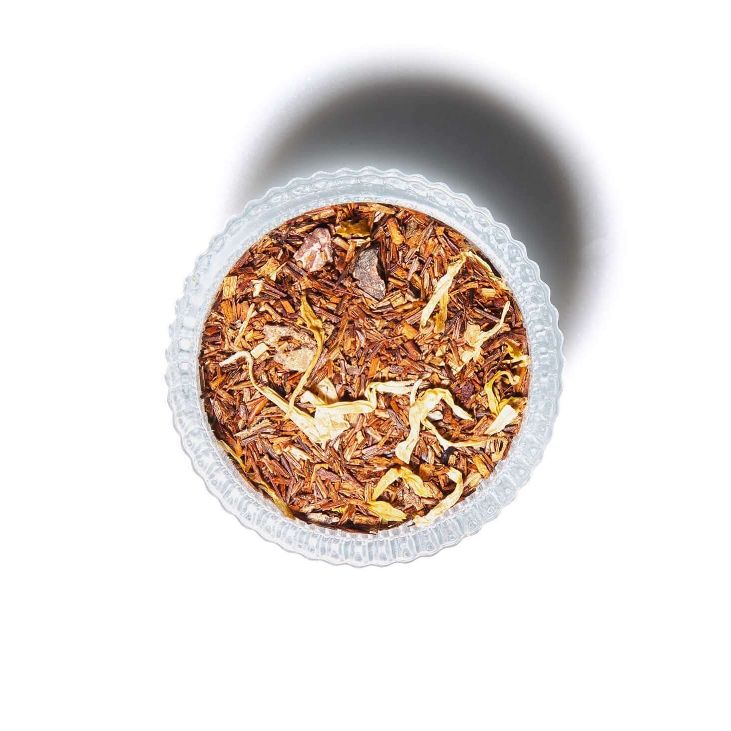 Belgian Chocolate loose leaf tea in a ramekin