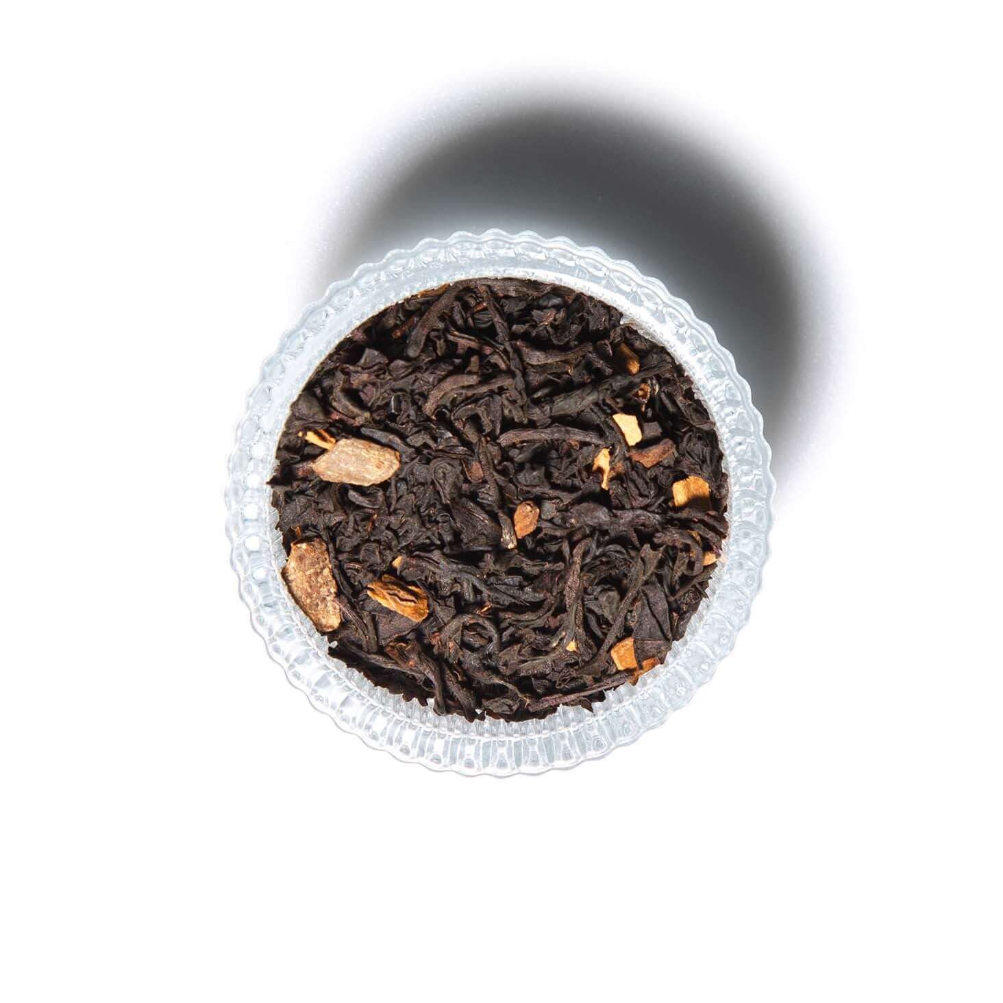Cinnamon Spice loose leaf tea in a ramekin