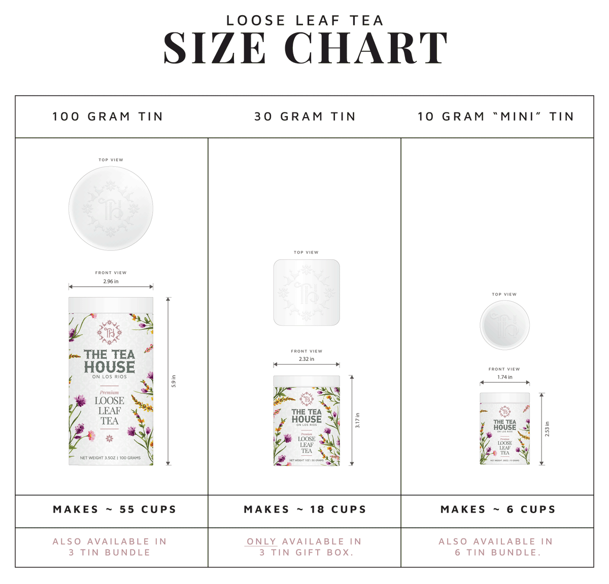 Tea Tin Size Chart