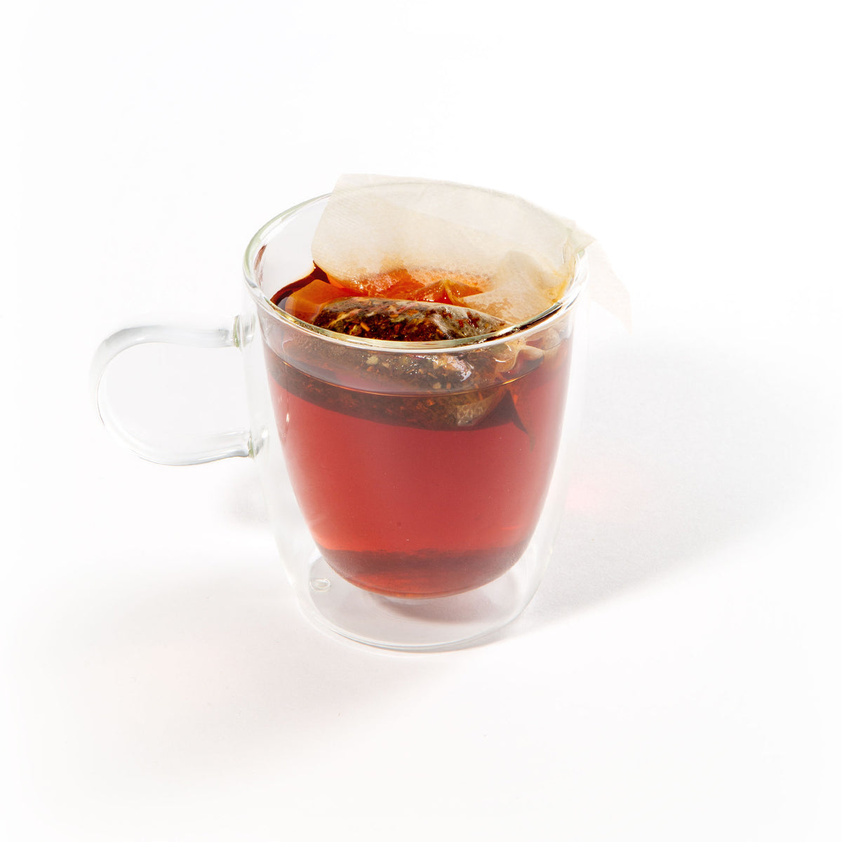Tea Filter Bags - Great for loose leaf tea brewing! Clear tea cup with loose leaf tea filter bag brewing Rooibos Tea