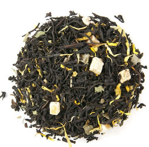 Peach Apricot loose leaf tea in a ramekin