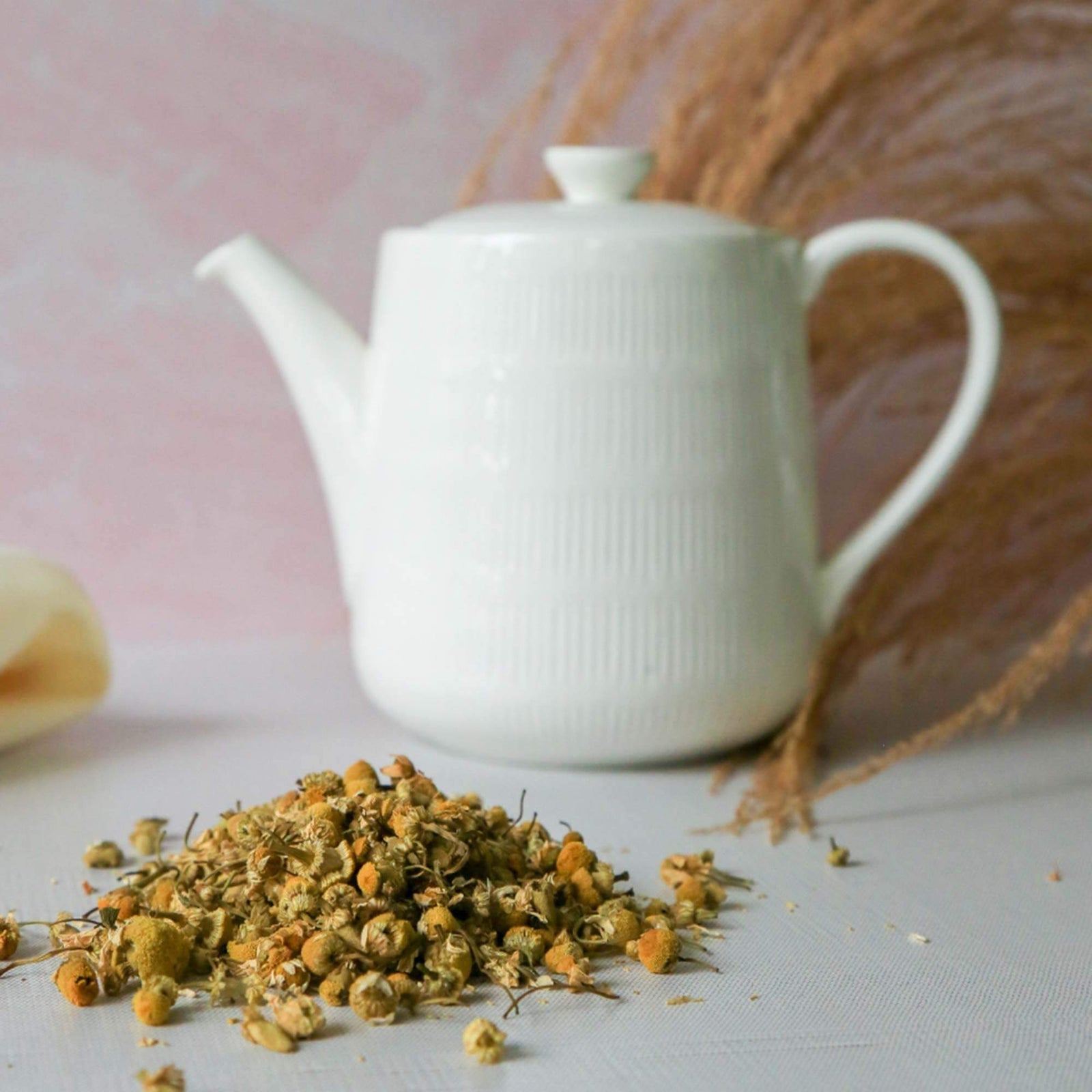 Chamomile Loose leaf tea in a ramekin 