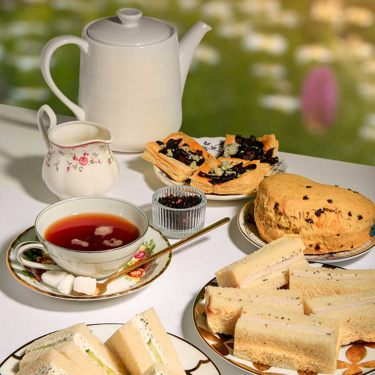 English Rose Tea with a full tea party setup