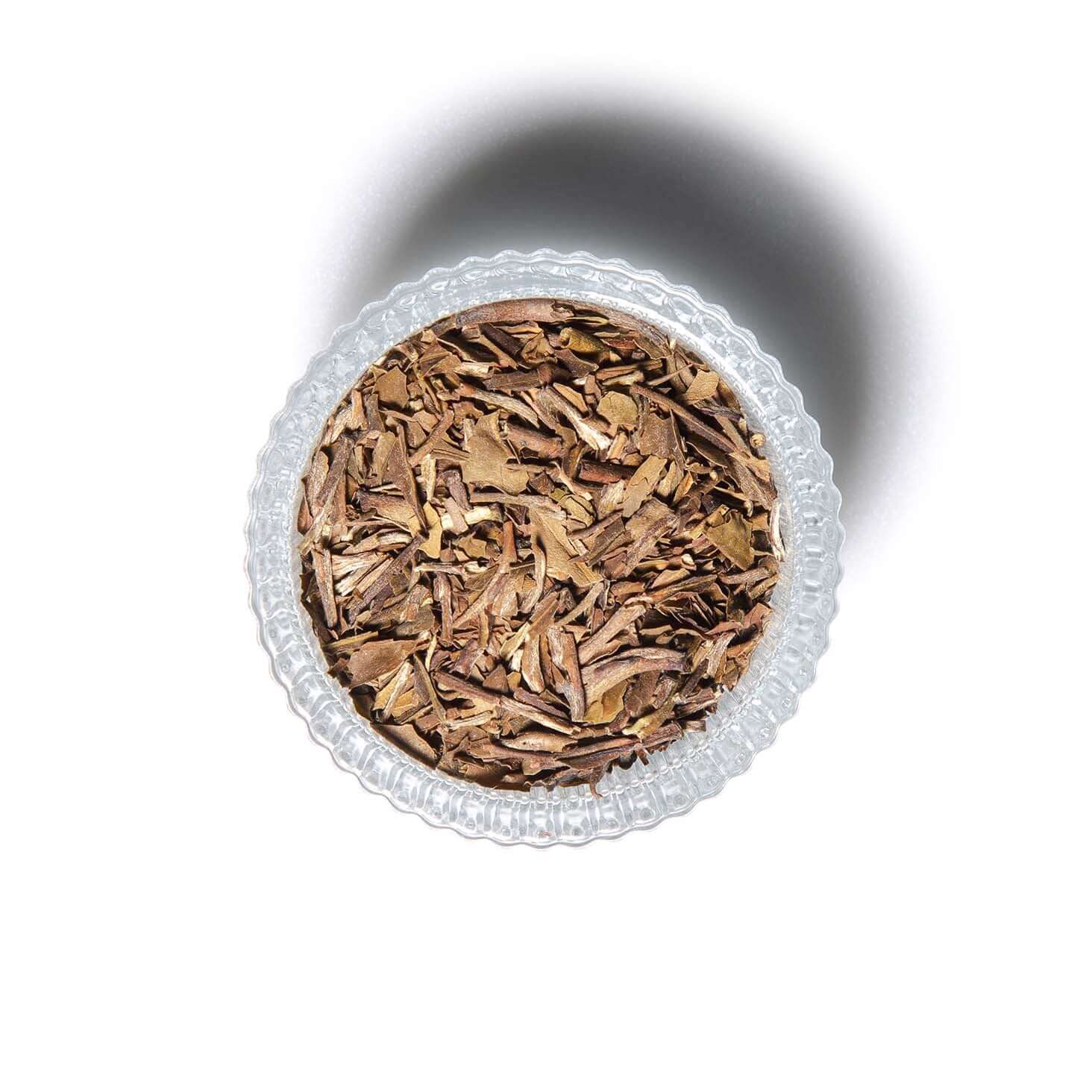 Crested Crane Pai Mu Tan loose leaf tea in a ramekin 