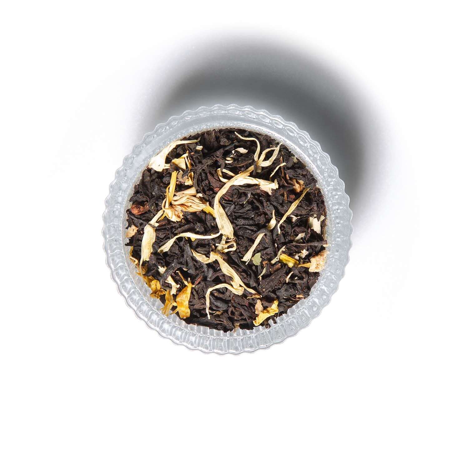 Peach Apricot loose leaf tea in a ramekin