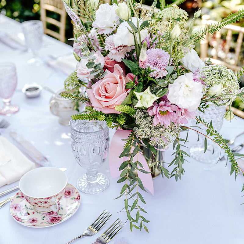 Floral centerpiece at the tea house
