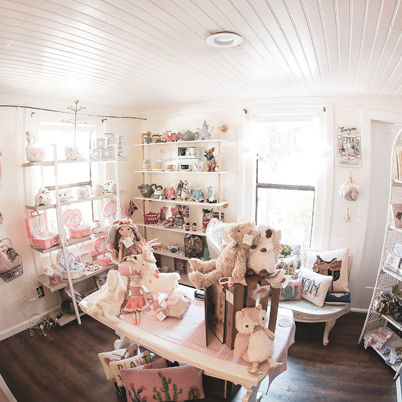 TEAque gift shop interior room with lots of fun kids gifts and tea themed goodies