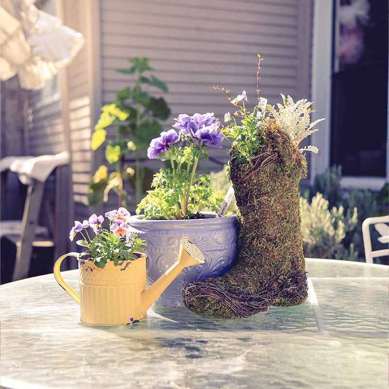 TEAque gift shop exterior showing flowers on a table