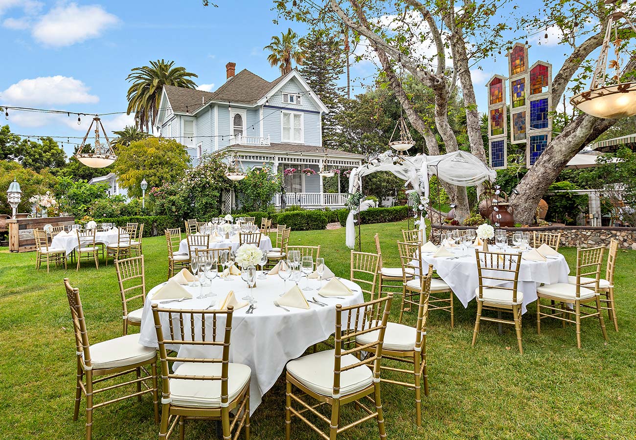 Event space for weddings on the victorian lawn at the tea house on los rios